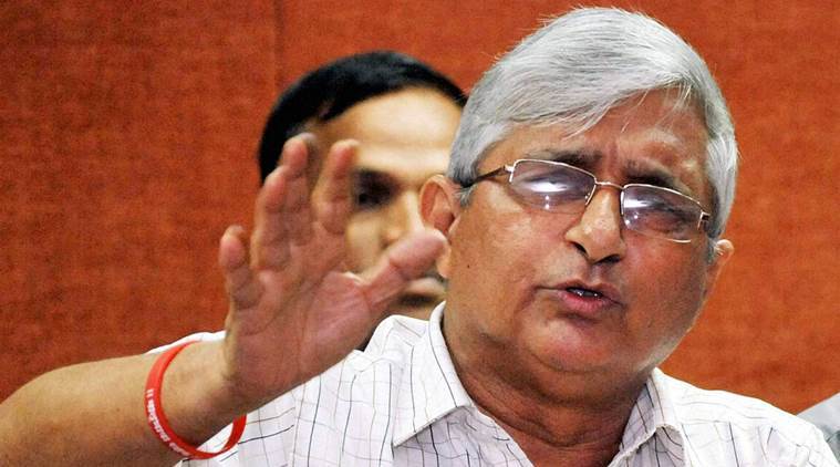 RSS Goa chief Subhash Velingkar addresses press conference