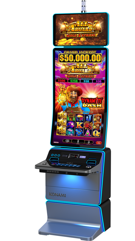 All-Aboard-Dynamite-Dash-Konami Gaming, slot machine, APE