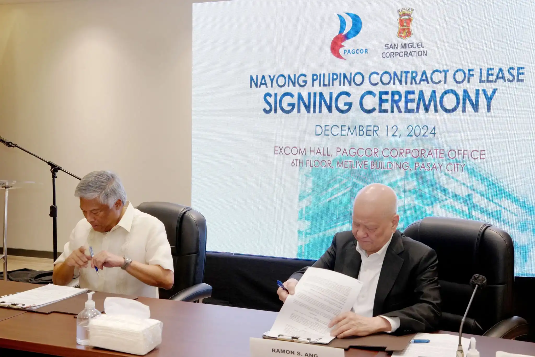 PAGCOR and SMC Infrastructure sign lease agreement for Nayong Pilipino property