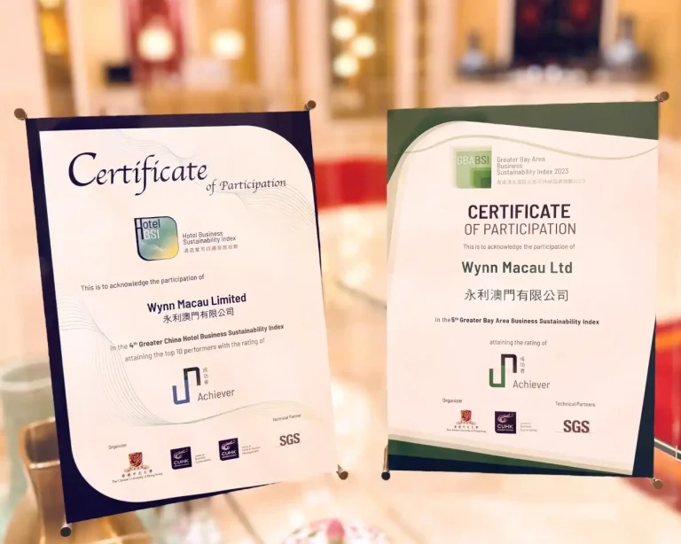 Wynn Resorts Macau excels in 2 CUHK Business Sustainability Indices
