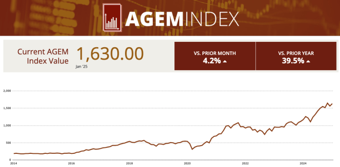 AGEM Index grew by 4.2% m-o-m in January, up nearly 40% yearly