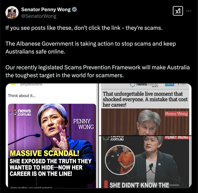 Penny Wong crypto scams, australia foreign minister