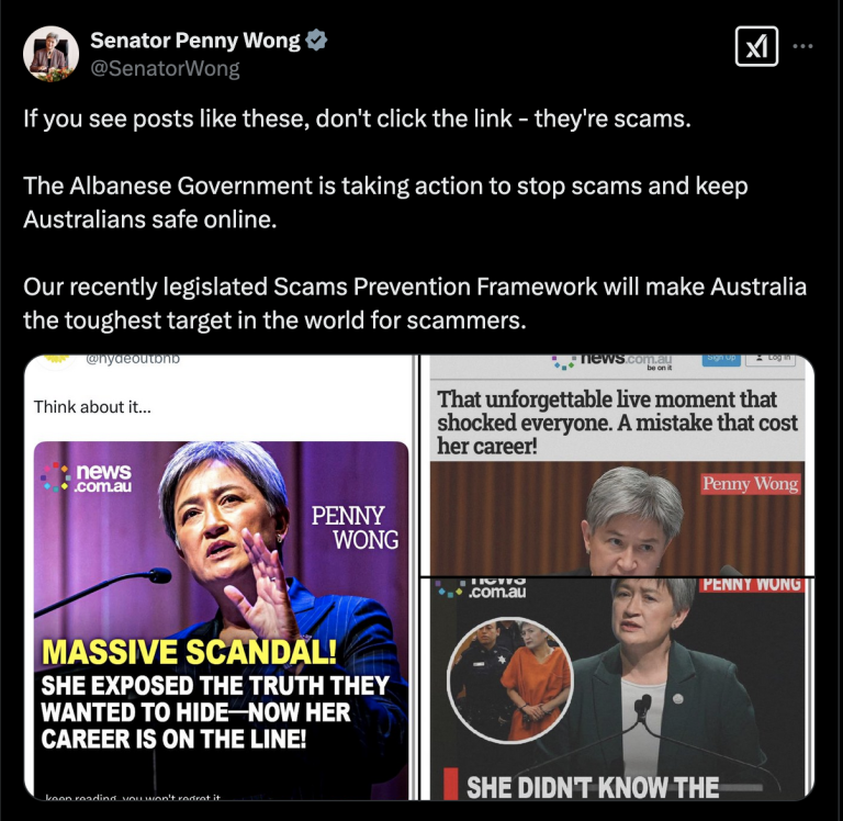 Australia’s foreign affairs minister warns of image being used for crypto scams