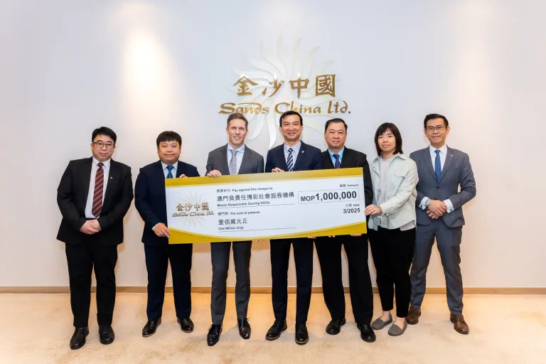Sands China donates MOP1M to boost responsible gaming initiatives across 5 local NGOs