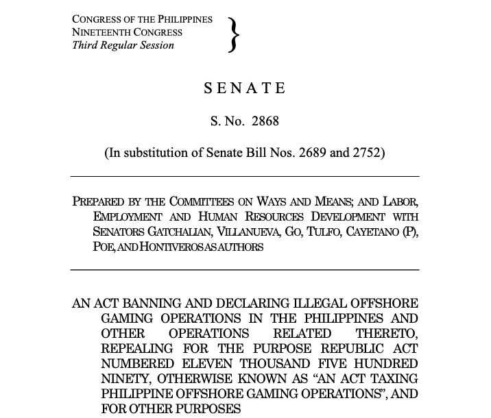 Philippine Senate passes Anti-POGO Act of 2025 on final reading Anti POGO Bill 2025