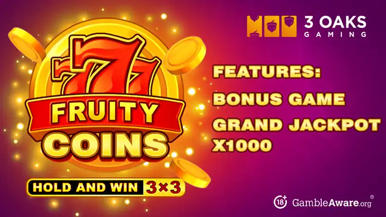 3 Oaks Gaming debuts 77 Fruity Coins, a retro-inspired experience within its Hold & Win lineup