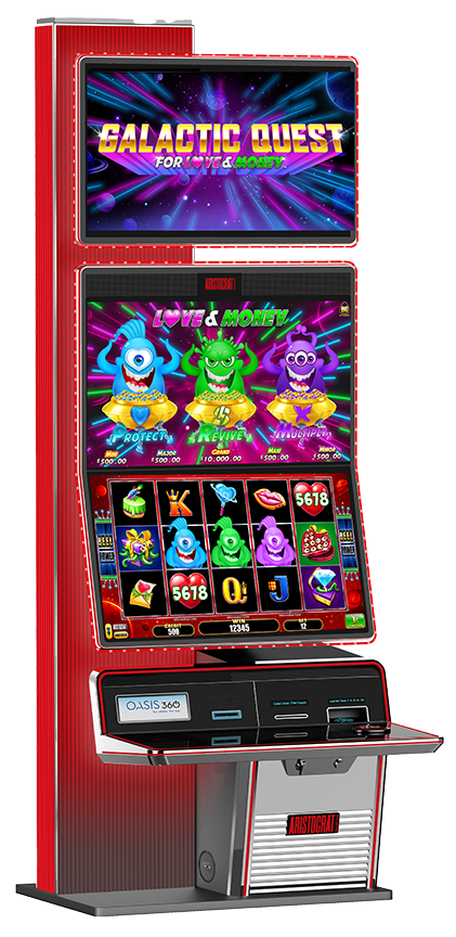 Aristocrat Gaming debuts Galactic Quest for Love and Money on the Baron Upright cabinet