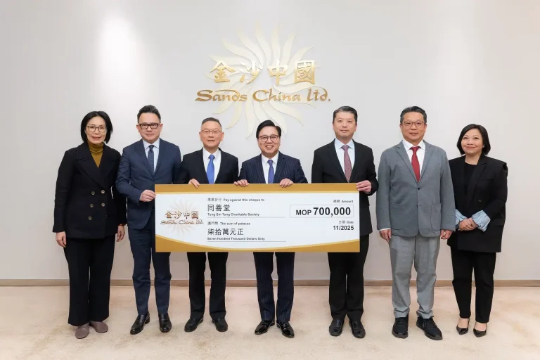 Sands China donates MOP700,000 to Macau Tung Sin Tong Charitable Society