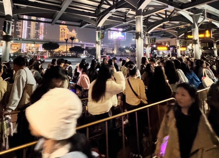 Late-night congestion follows New Year fireworks on Macau’s Cotai Strip