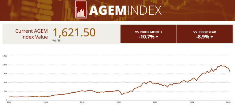 AGEM Index down by 10.7% monthly in February