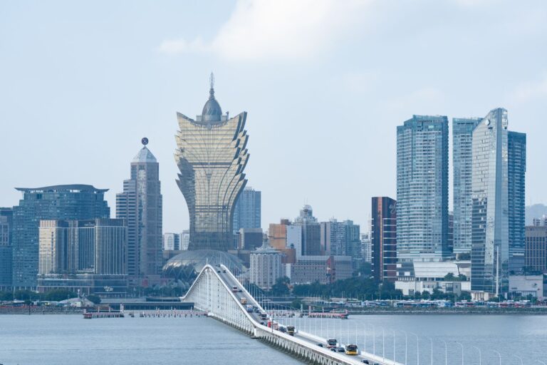 Macau skyline with casino hotels