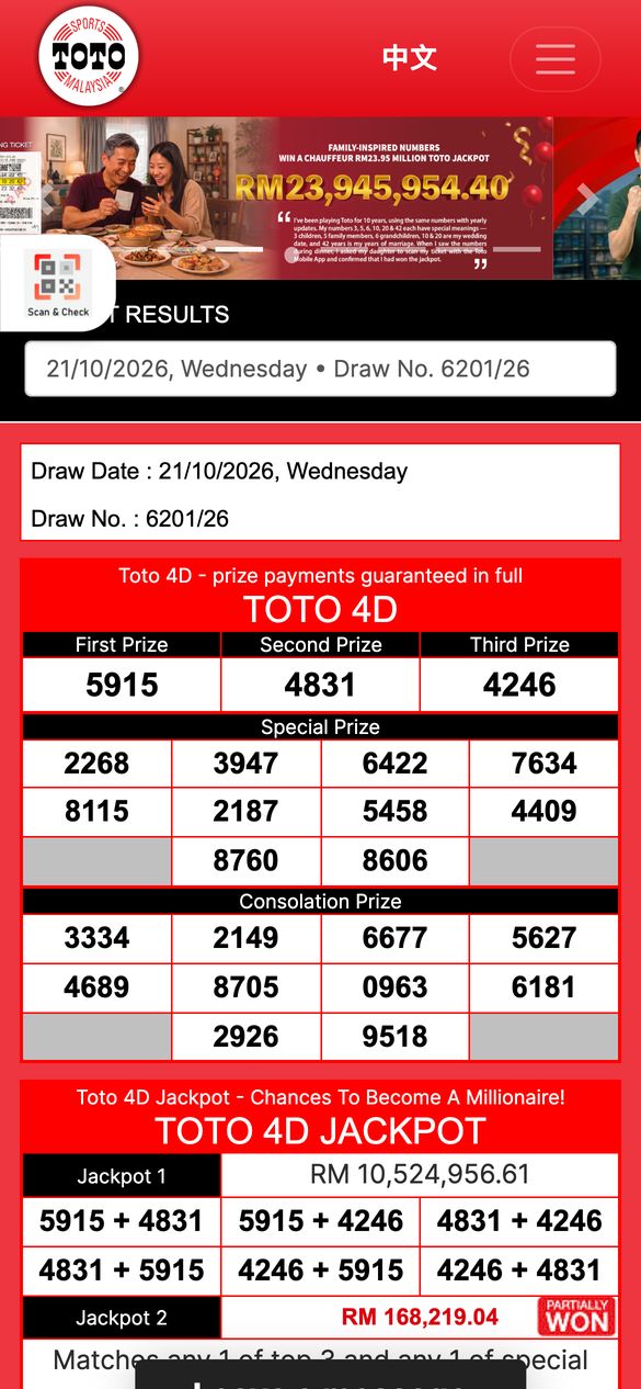 Best Online Casinos Malaysia: Top Real Money Sites and 4D Brands Sports Toto mobile homepage with Toto 4D results grid, viewed in Malaysia